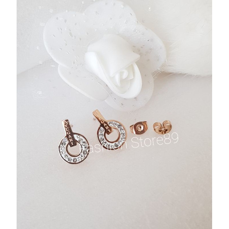 Anting import bestseller titanium premium branded BVgar1i titanium Rosegold