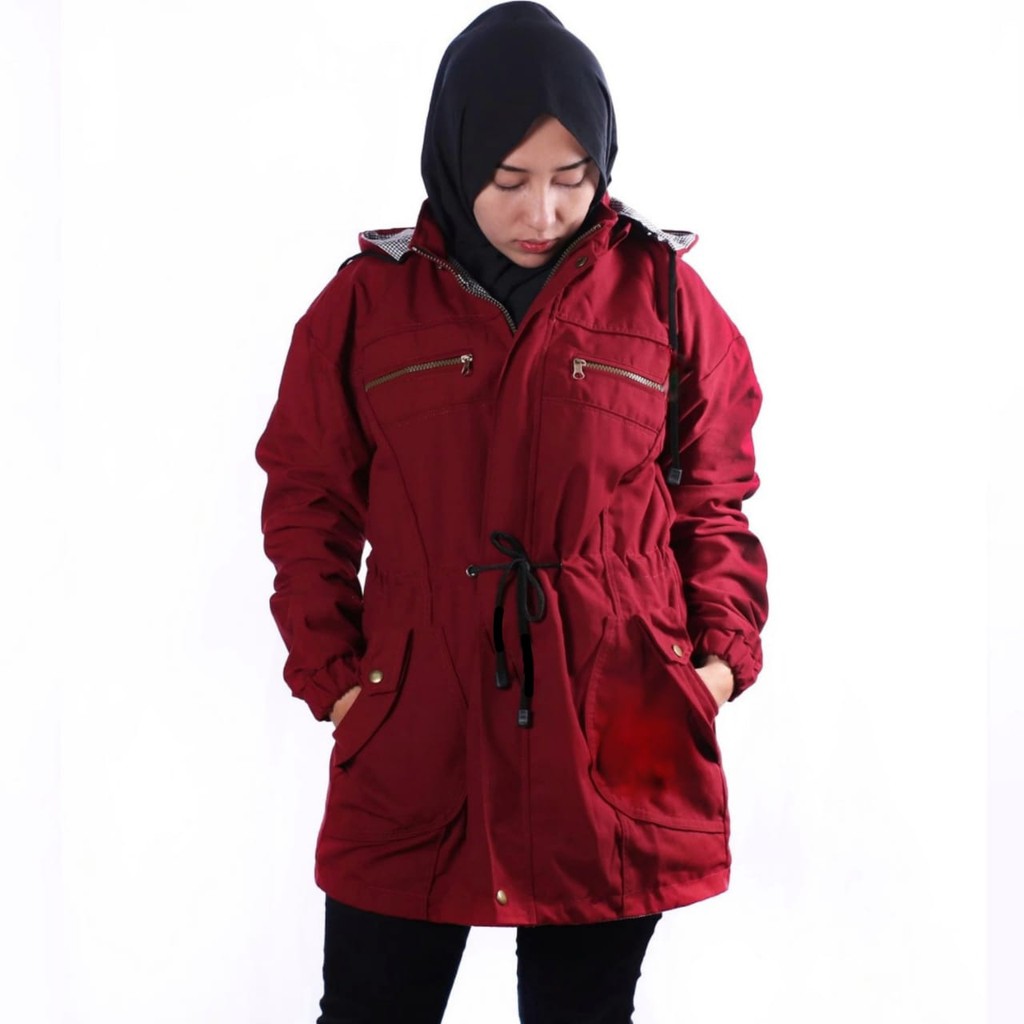 JAKET PARKA WANITA BIG SIZE BAGIAN HOODIE BISA DILEPAS DAN BOLAK BALIK-2