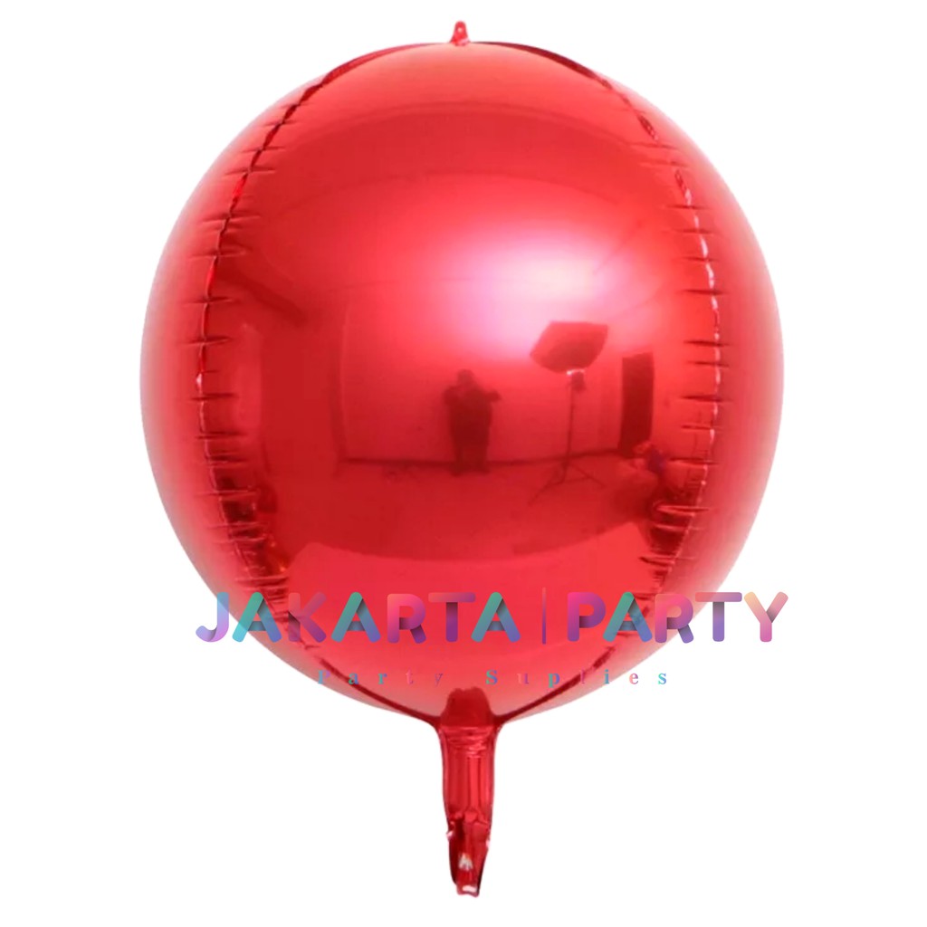 Balon Foil Bulat Orbz Merah / Orbs 4D Helium Quality / Balon Orbz