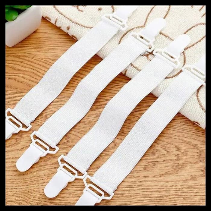 (B107)  Jepitan Sudut Sprei Penjepit Pengait Bed Sheet Grippers ISI 4pcs Tali Karet Sprei