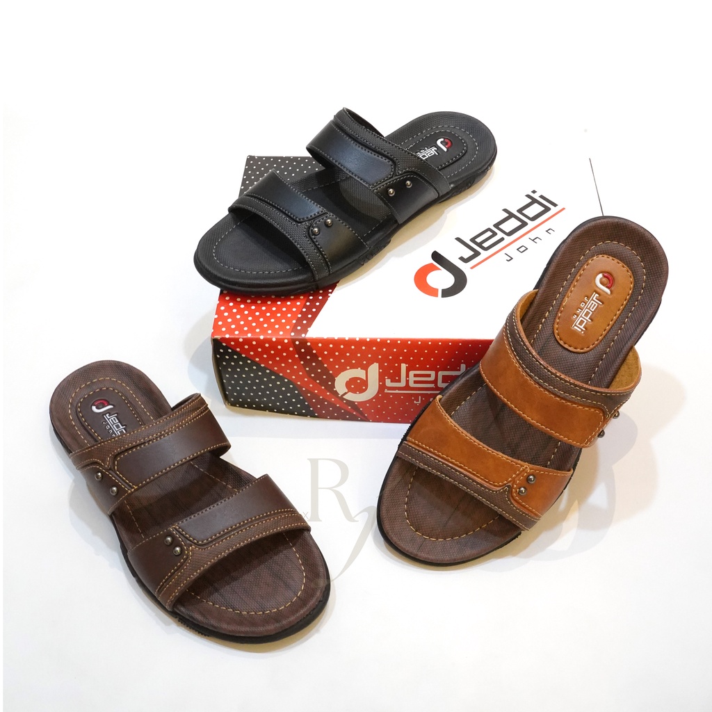 JEDDI [PK 202] Sandal Selop Kulit Sandal Kasual Pria Sandal Slide Pria Sandal Selop Ban 2 Kulit