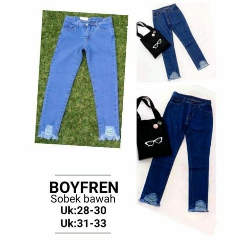 celana panjang jeans //celana jeans wanita//Celana jeans boyfrend sobek