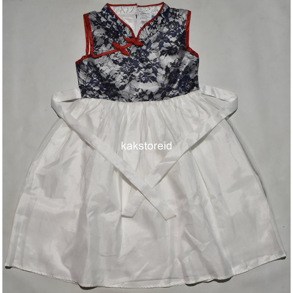 Dress Anak Lengan Pendek Putih Motif BAK 01 REAL PICTURE