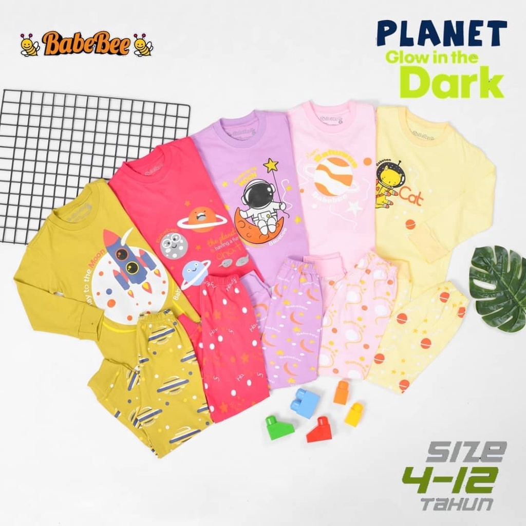 PIYAMA ANAK GLOW IN THE DARK PLANET SERIES 4-12 TAHUN