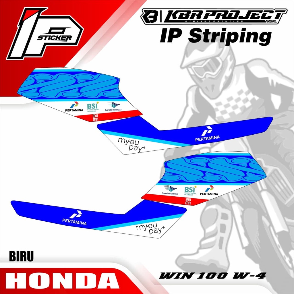 WIN 100 striping WIN 100 motor HONDA motor sticker variasi Racing W-4 (cod) stiker