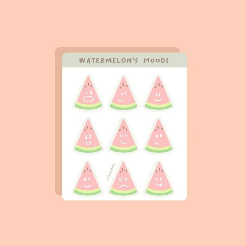 

Aesthetic Sticker Sheet (watermelon's moods) || siap tempel || printjunkiez