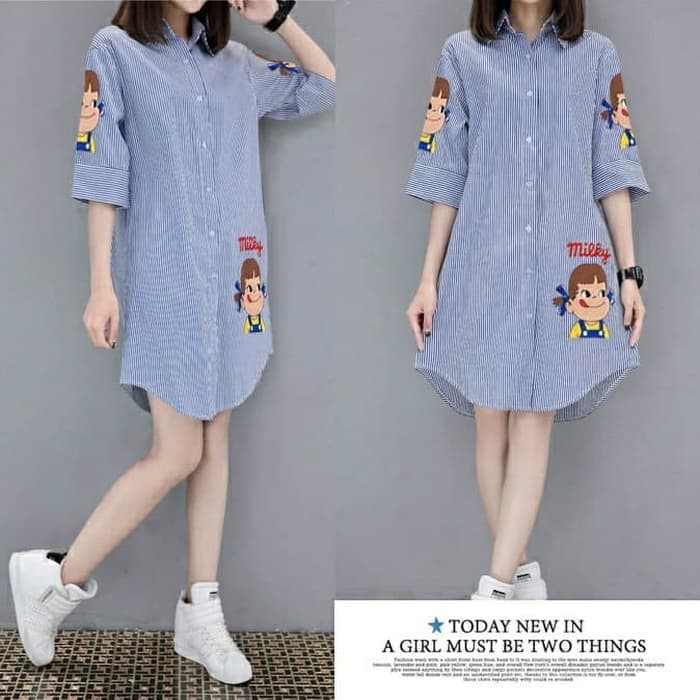 KEMEJA WANITA LONG HEM SALUR MILKY