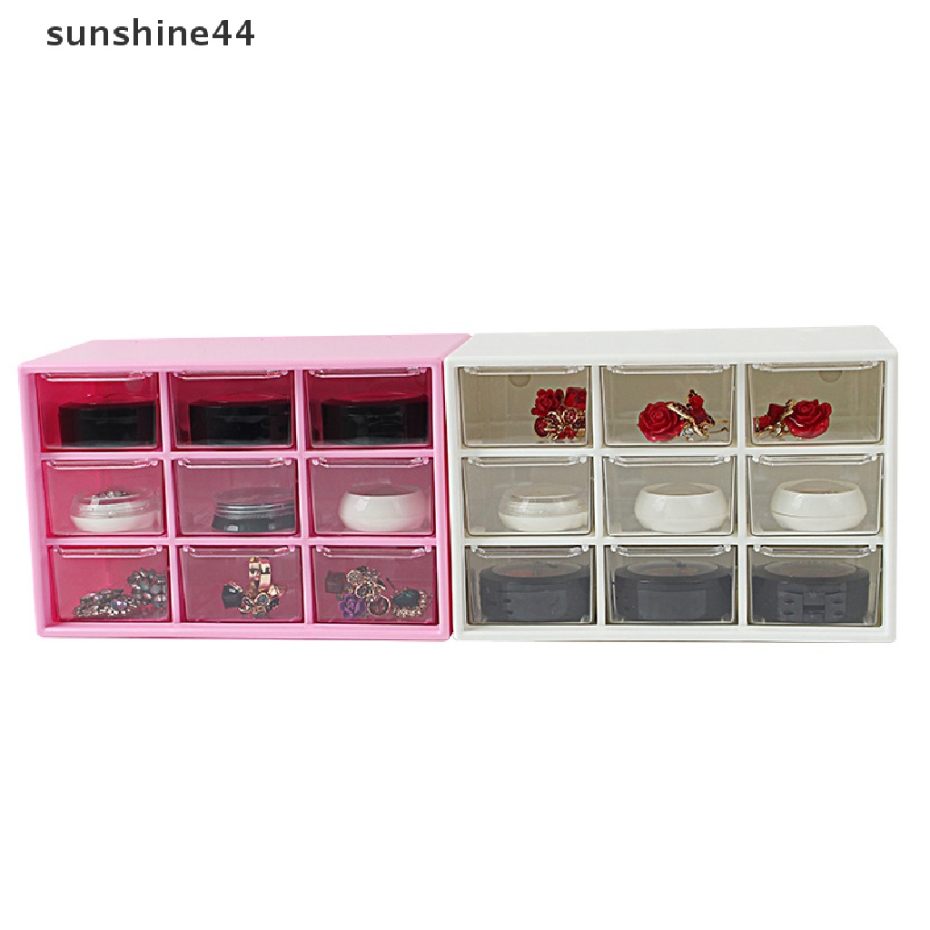 Sunshine Kotak Organizer Perhiasan / Kosmetik Mini Dengan 9 Laci