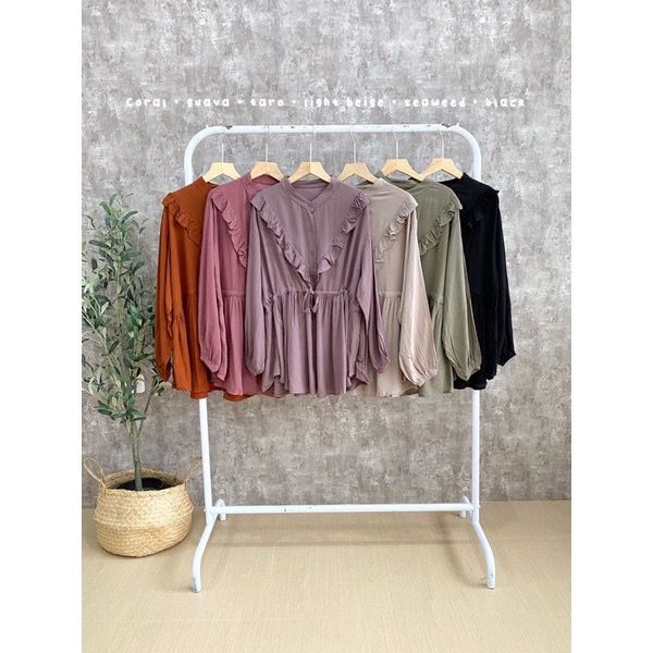 Tq88indonesia Fashion Baju Atasan Wanita Terbaru / AVIKA BLOUSE / Blus Polos Lengan Panjang / Pakain Santai Cewek / Ootd / Outfit Kekinian