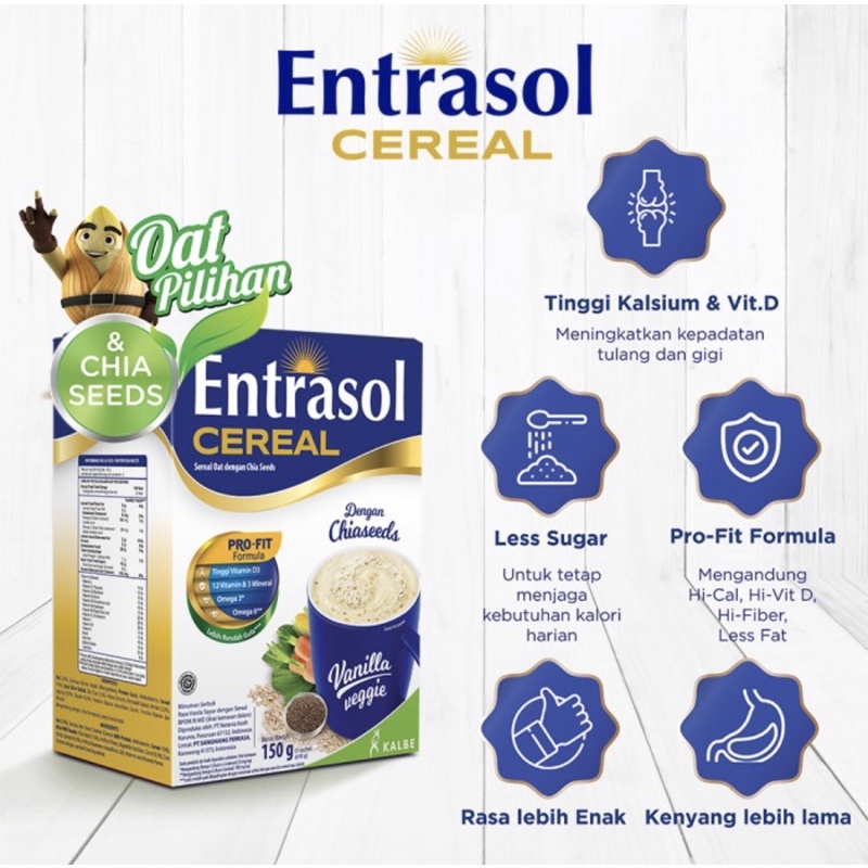 Entrasol Cereal Quick Start Vanilla Veggie &amp; Chocolate (5x30gr) | Oat Sereal Vanila Coklat