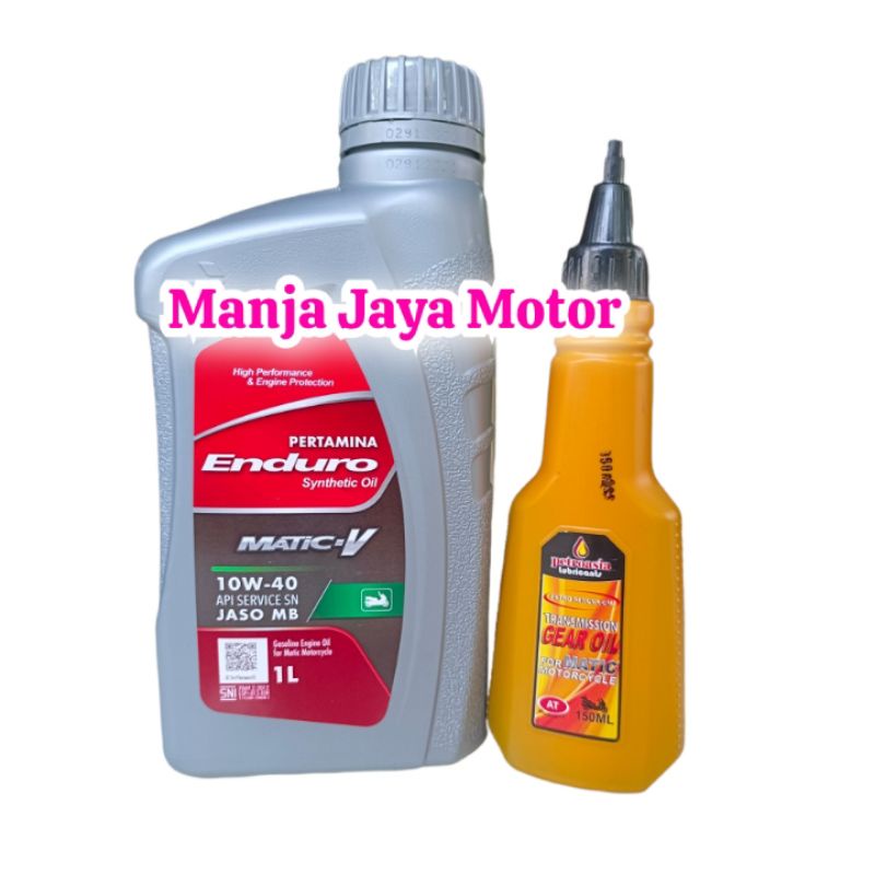 paket oli mesin enduro matic V 1liter 10w-40 + oli gardan petro 150ml for n-max / aerox