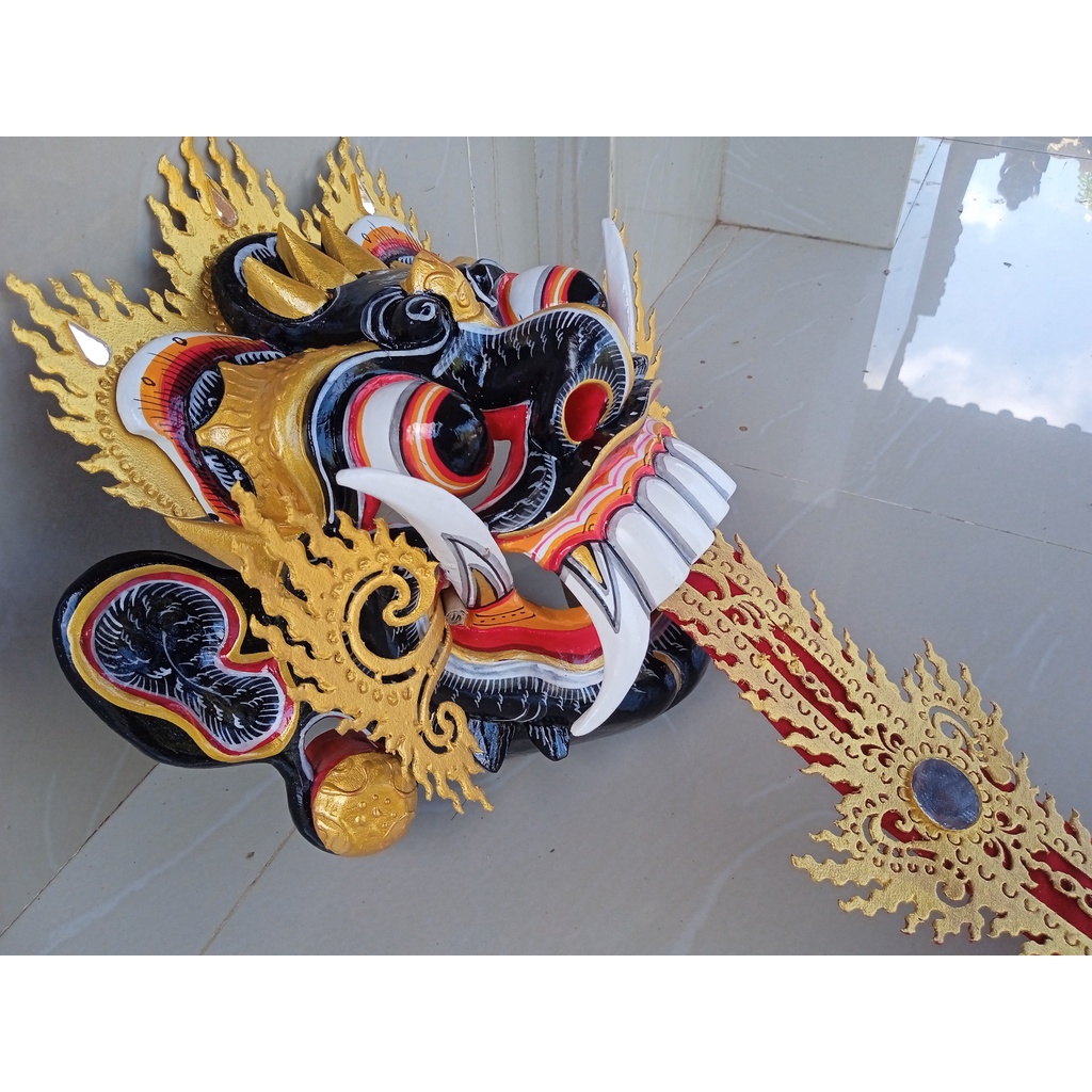 Topeng Tapel Rangda Hitam Lengkap Dengan Lidah dan Kapeng Hiasan Pajangan Bali