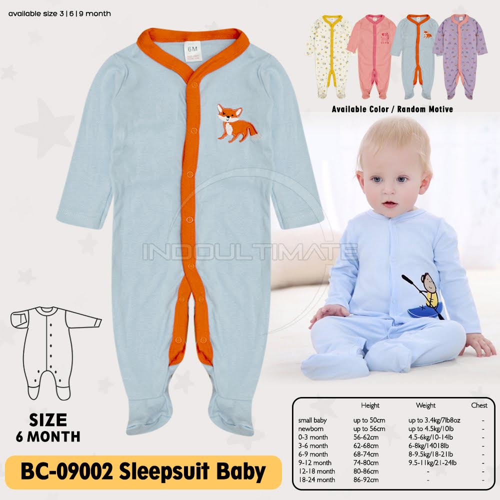 BC-09002 Jumper Kaki Tutup Bayi Perempuan Laki Laki Baru Lahir Lengan Panjang Karakter Set Pakaian