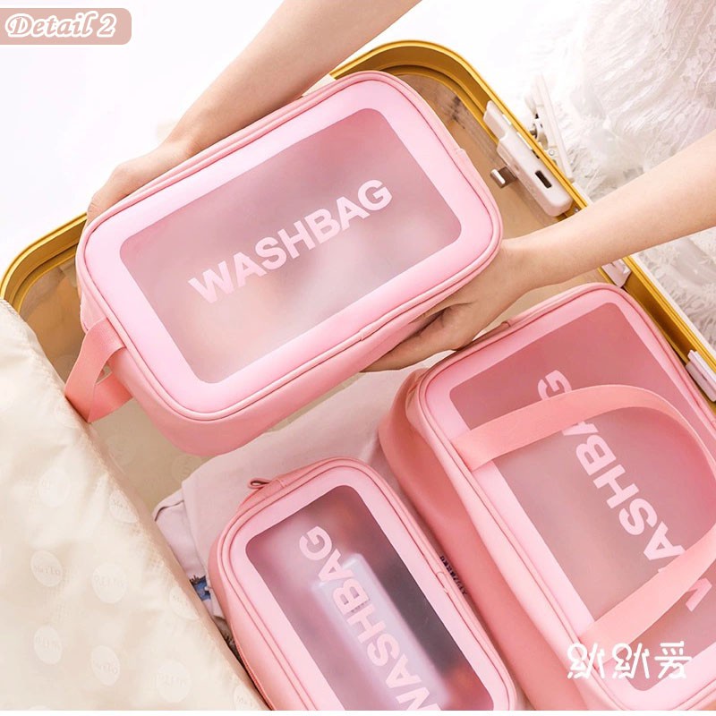 Tas Kosmetik Washbag Toiletry - Pouch Make-Up Travel Transparan Waterproof