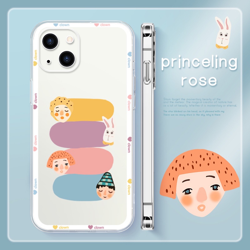 Soft Case TPU Transparan Motif Kartun Untuk Iphone 13 12 Pro Max 7 6 6s 8 Plus XR X XS Max SE