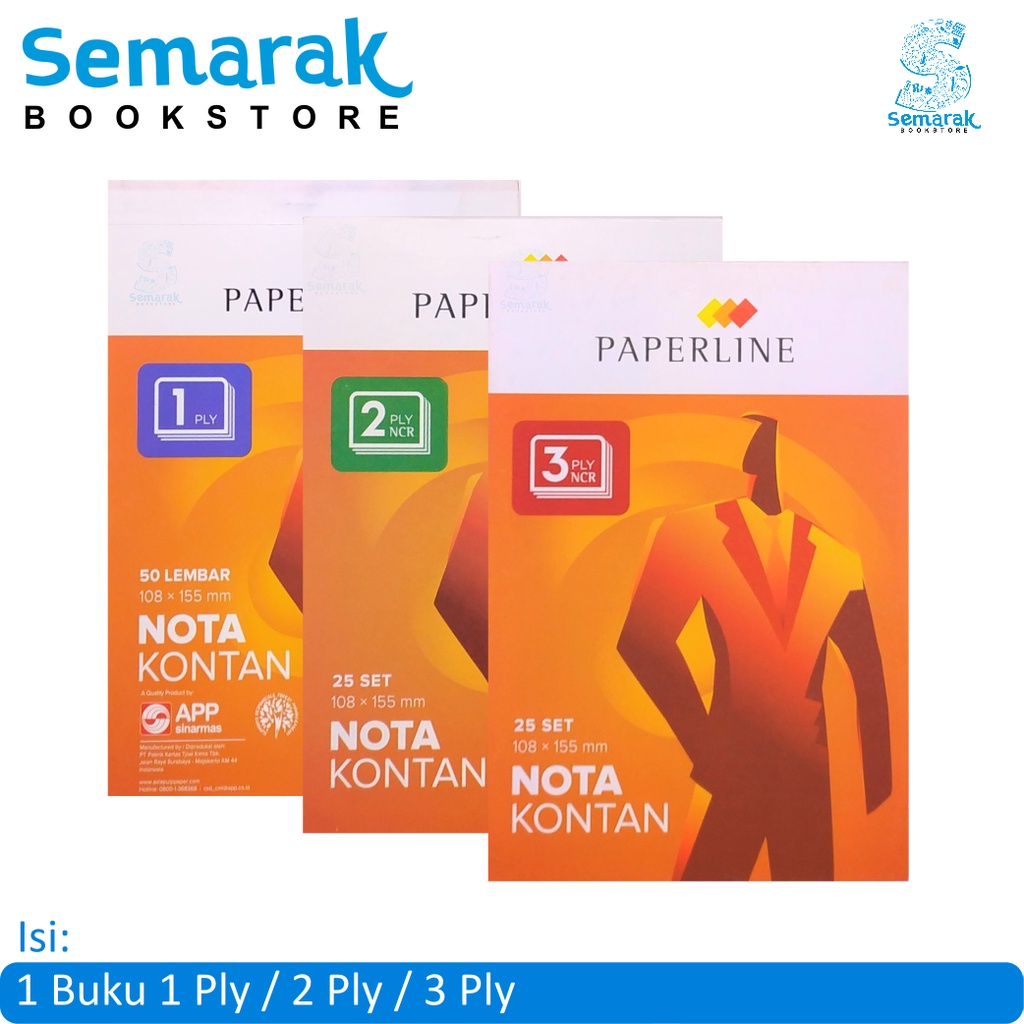 

Paperline Nota Kontan Kecil 1 Ply/2 Ply/3 Ply NCR 108x155 mm [1 Buku @25 Set / 50 Lembar]