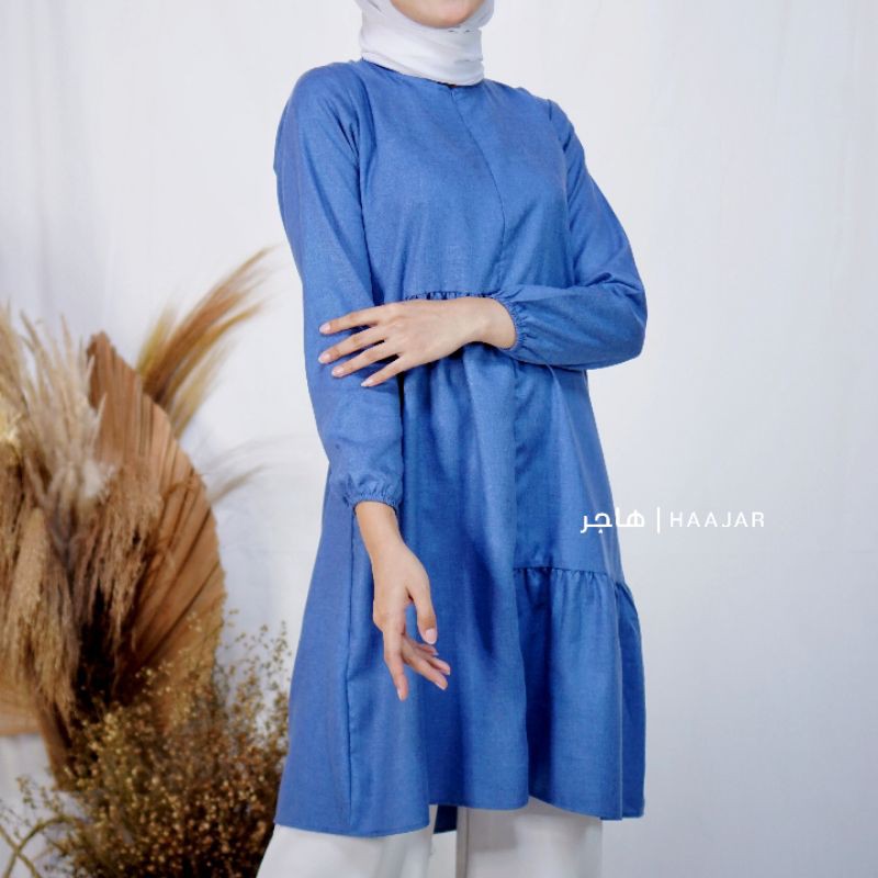 TIARA TUNIK warna saphire blue / atasan casual wanita bahan katun madinah premium