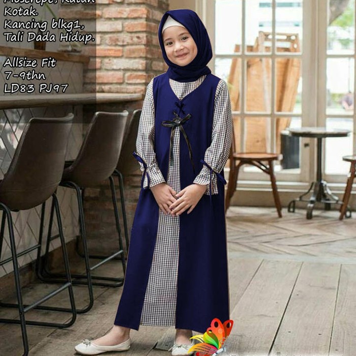 FATEEN DRESS KIDS MOSSCRAPE Gamis Anak 7-9 tahun Perempuan Gamis Anak Murah Kekinian  Tanggung 2021