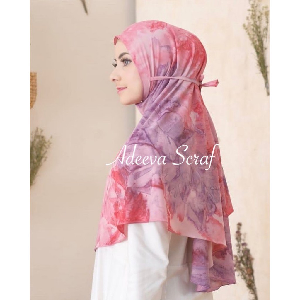 PROMO 10.10 !!! HIJAB BERGO INSTAN MARYAM MOTIF TIE DYE ORIGINAL BAHAN CREPE DIAMOND - SIZE BESAR-1
