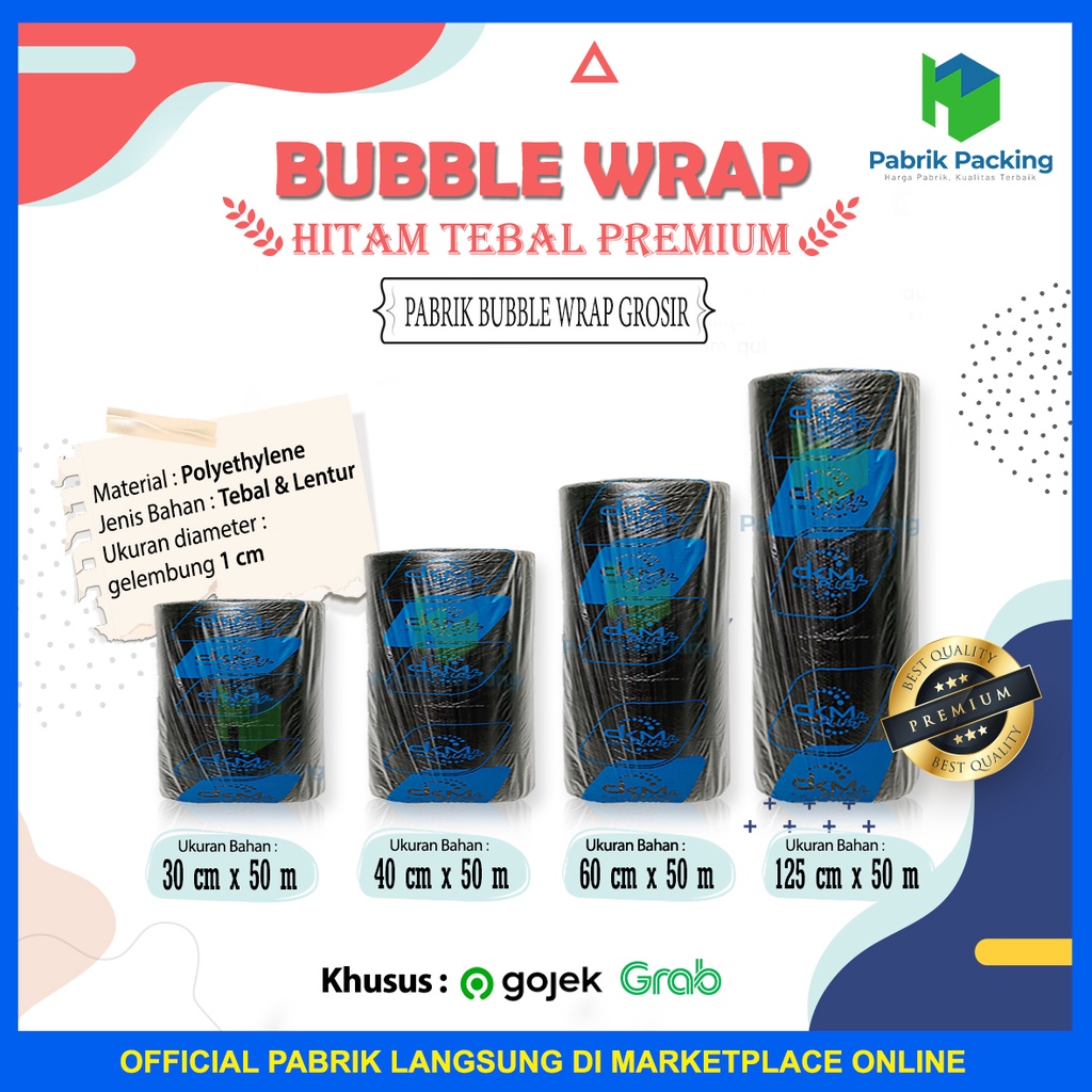 

InJO PLASTIK BUBBLE WRAP HITAM TEBAL / BUBBLE WRAP MURAH DKM 50 meter