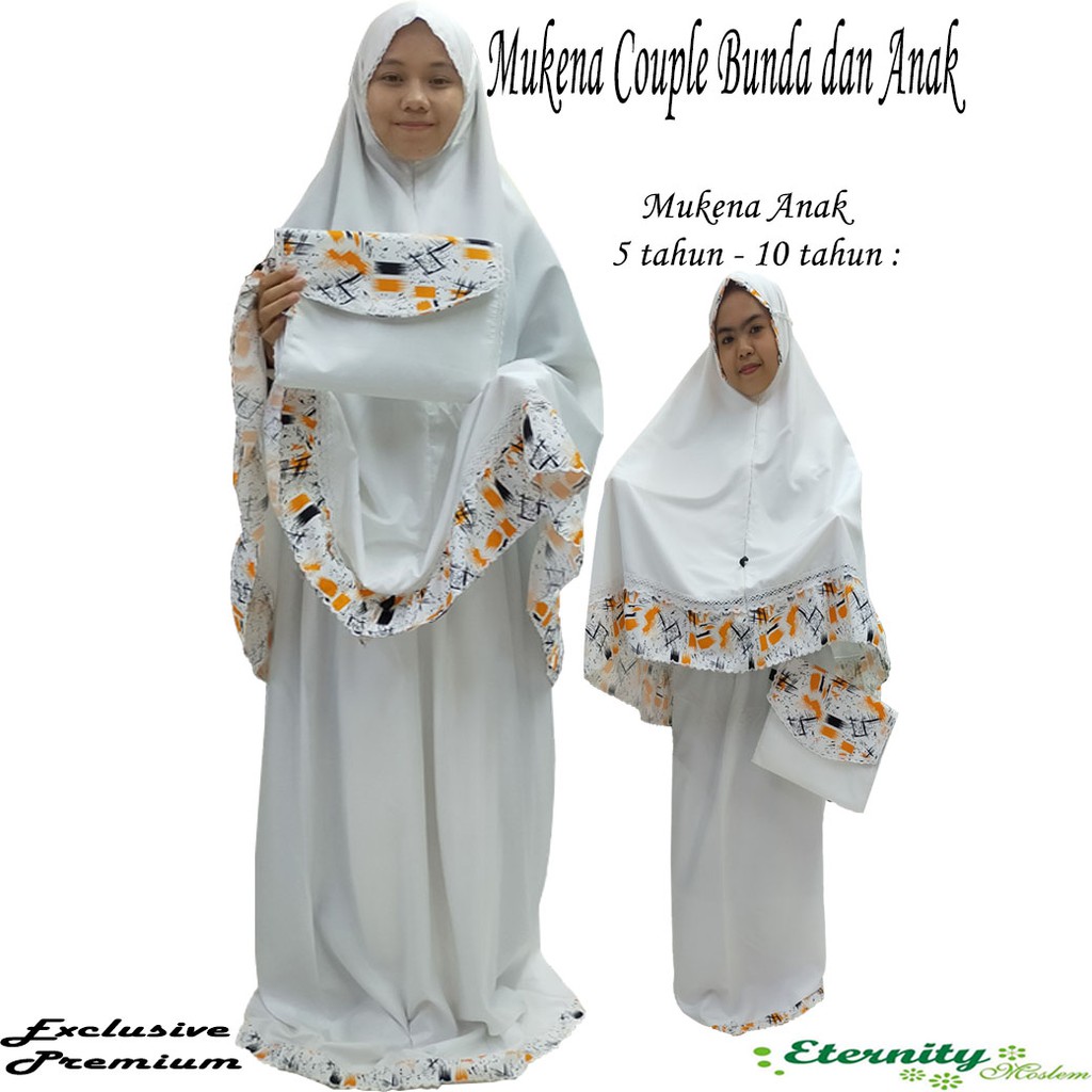 Mukena COUPLE Ibu dan Anak 5Tahun-10Tahun Mukena Printing Couple Mukena ETERNITY premium Terbaru