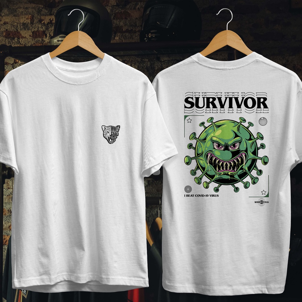 COVID SURVIVOR / TSHIRT PRIA WANITA / KAOS COVID / I BEAT COVID-19 VIRUS