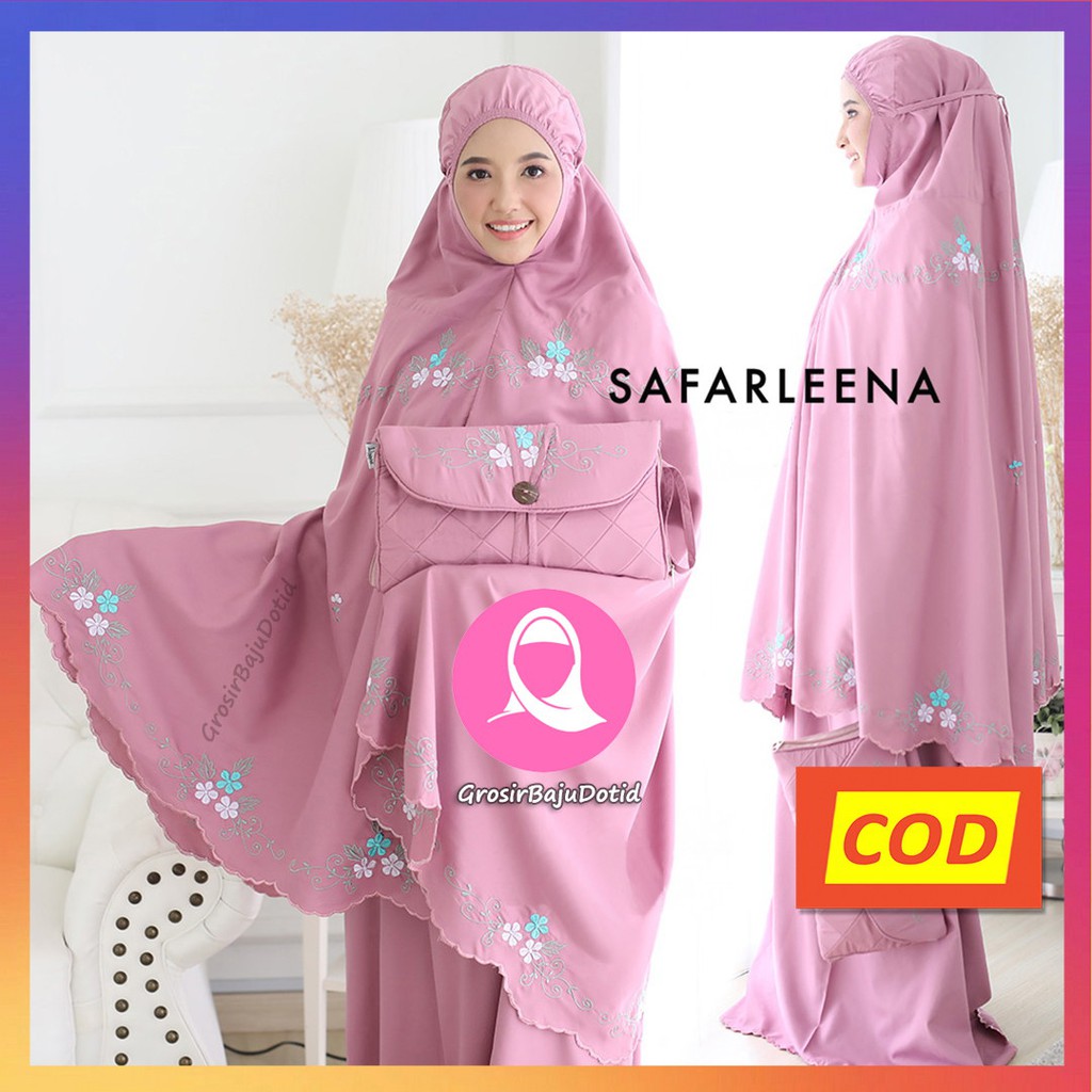 Mukena Safarleena Original Bordir Manual Rayon Viscose Premium khadijah Jumbo travelling