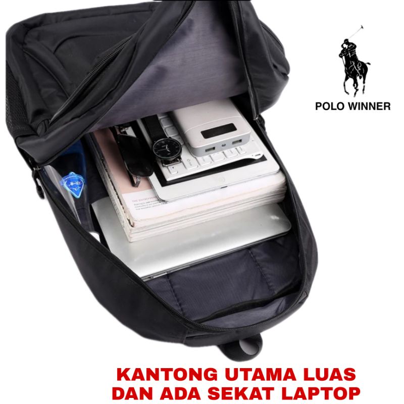 Polo Winner Ransel LaptopUsb Port Charger Laptop Backpack Tas  Sekolah Pria Smp Sma Polo Winner Usb  1272