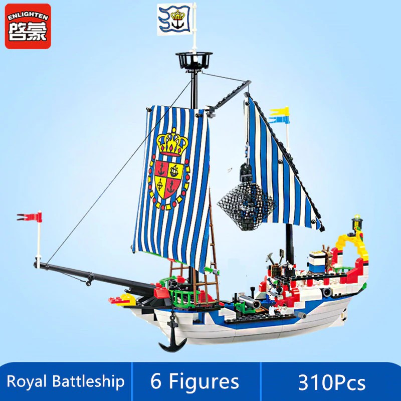Mainan Lego Enlighten Pirate Ship Royal Warships Boat Figures Bricks City DIY Building Blocks Sets