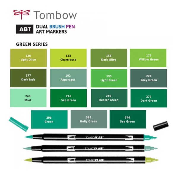 

Tombow ABT Dual Brush pen GREEN SERIES - Brushpen