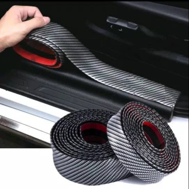 Fiber sticker 3D black glossy car sticker harga permeterl