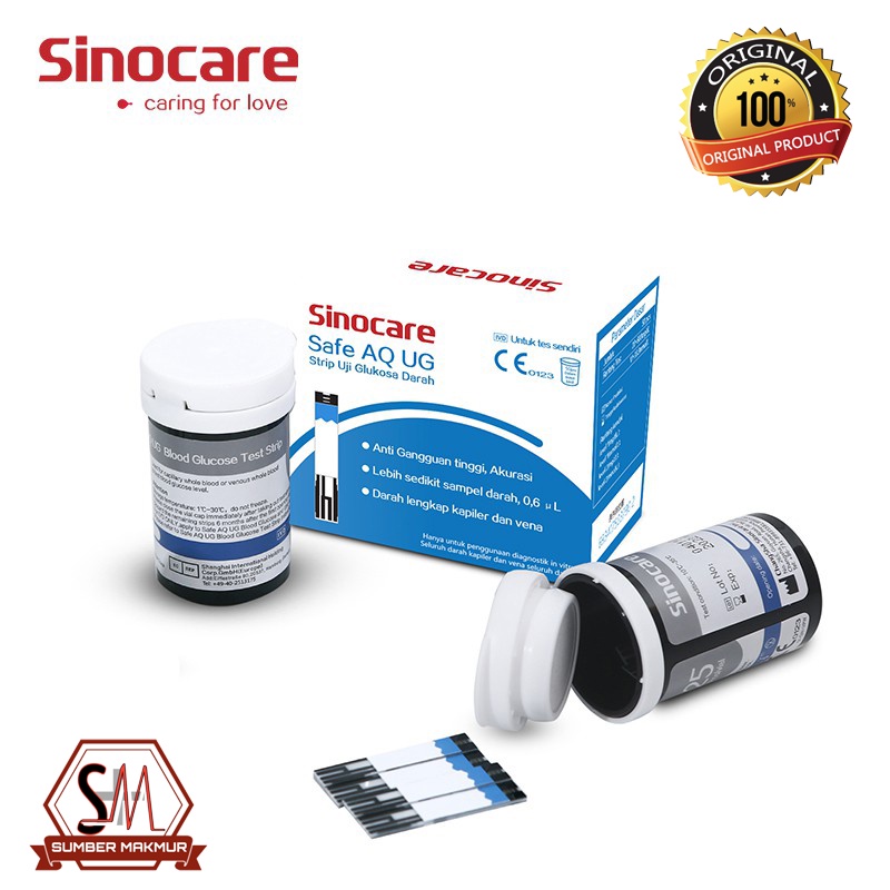 Strip Uji Gula Darah | Strip Test Gula Darah Sinocare Safe AQ UG  (50 Strip)