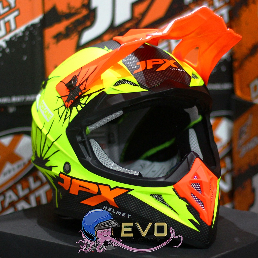 HELM JPX CROSS_FOX1 SERI X34 YELLOW - FLUO YELLOW DOFF + GOOGLE SNAIL (ONGKIR 2 KG) HELM JPX X34 YELLOW FLUO ORIGINAL HLEM JPX X34 HELEM JPX HELM KLX HELM JPX TERBARU