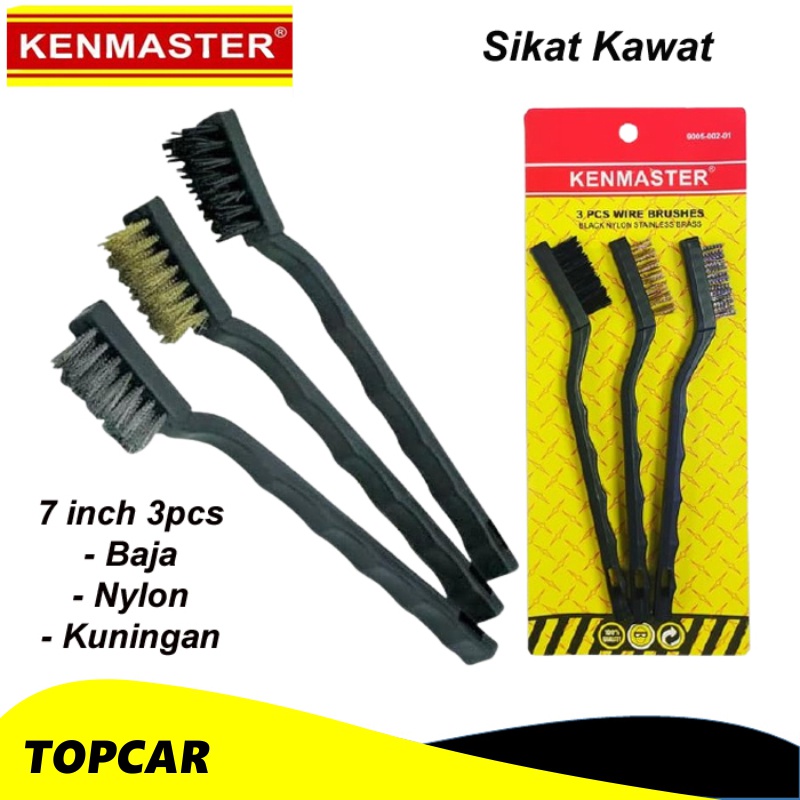 Sikat Kawat Mini 3pcs Kenmaster 3 in 1 Karat Pelk Motor Mobil Part Kendaraan