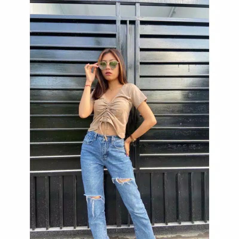 iseven p MOISHA TOP KERUT | ATASAN CROP SERUT | CROP TOP