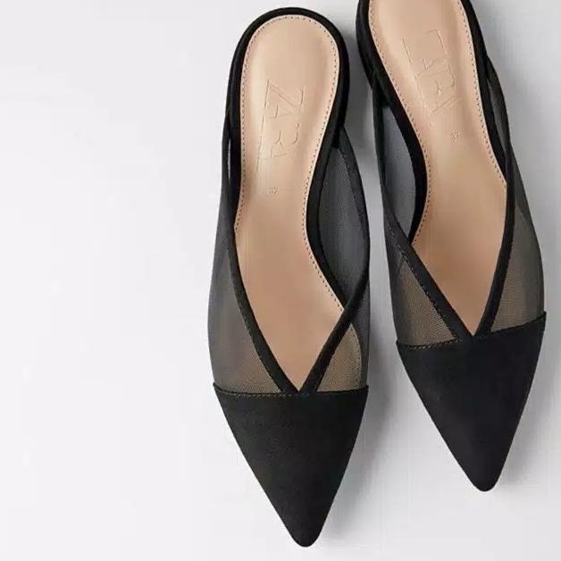 SEPATU | SHOES | WANITA | ZARA ZS088 ZARA FLAT MESH MULES ORI PREM Termurah