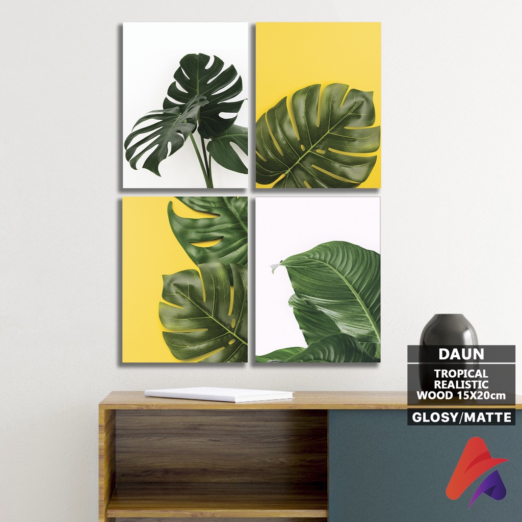 HIASAN DINDING MONSTERA DAUN MONSTERA (15X20) WALL DECOR PAJANGAN DINDING DAUN POSTER KAYU RUANGAN