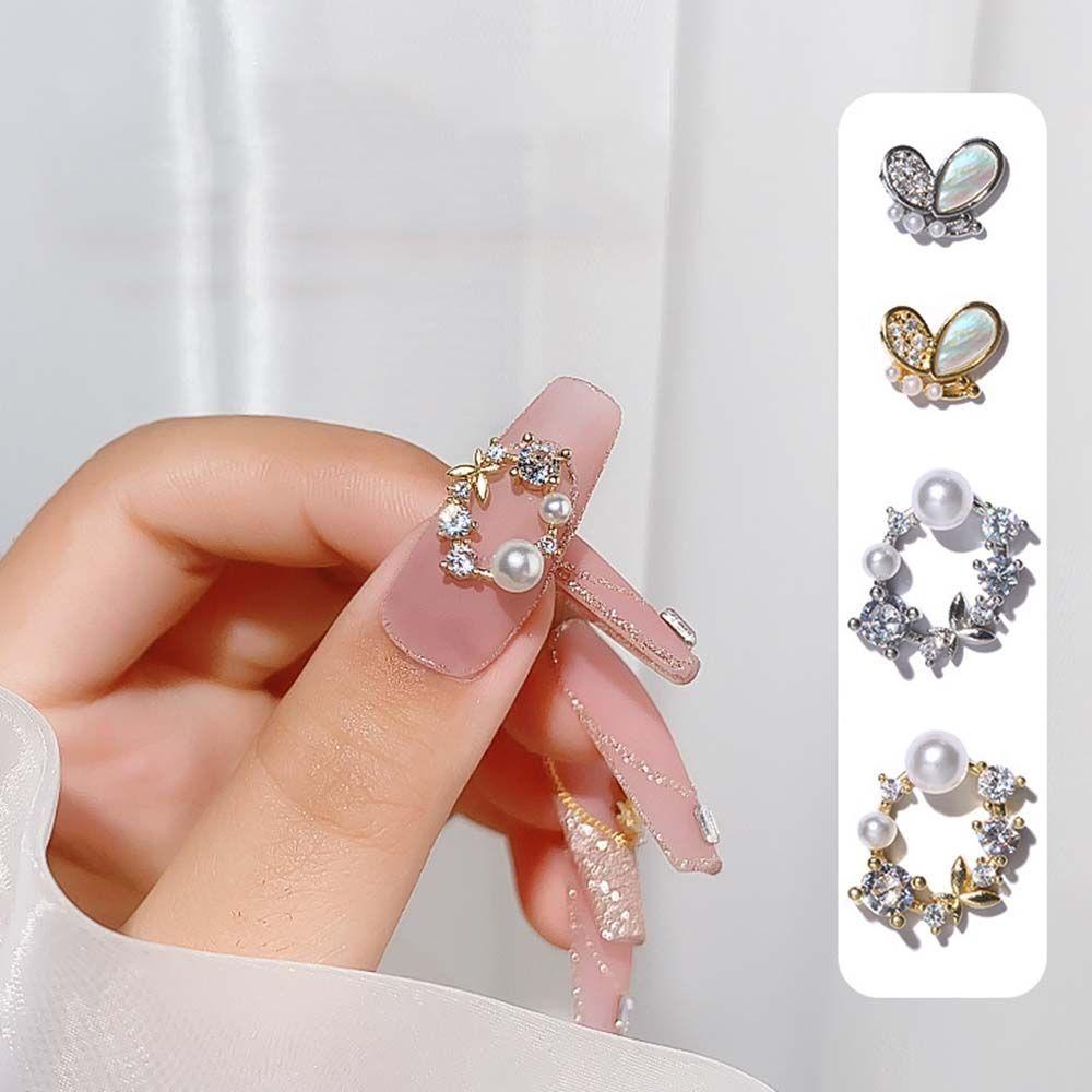 AUGUSTINA Agustina Perhiasan Kupu-Kupu Nail Art Shiny Tiga Dimensi Mewah DIY Nail Art Ornamen