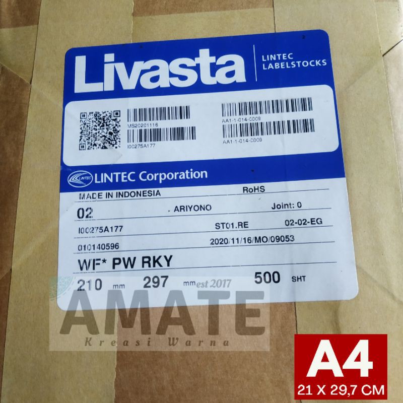 

[500 Lembar] Stiker Kertas HVS Doff A4 Lintec Jepang 1 RIM