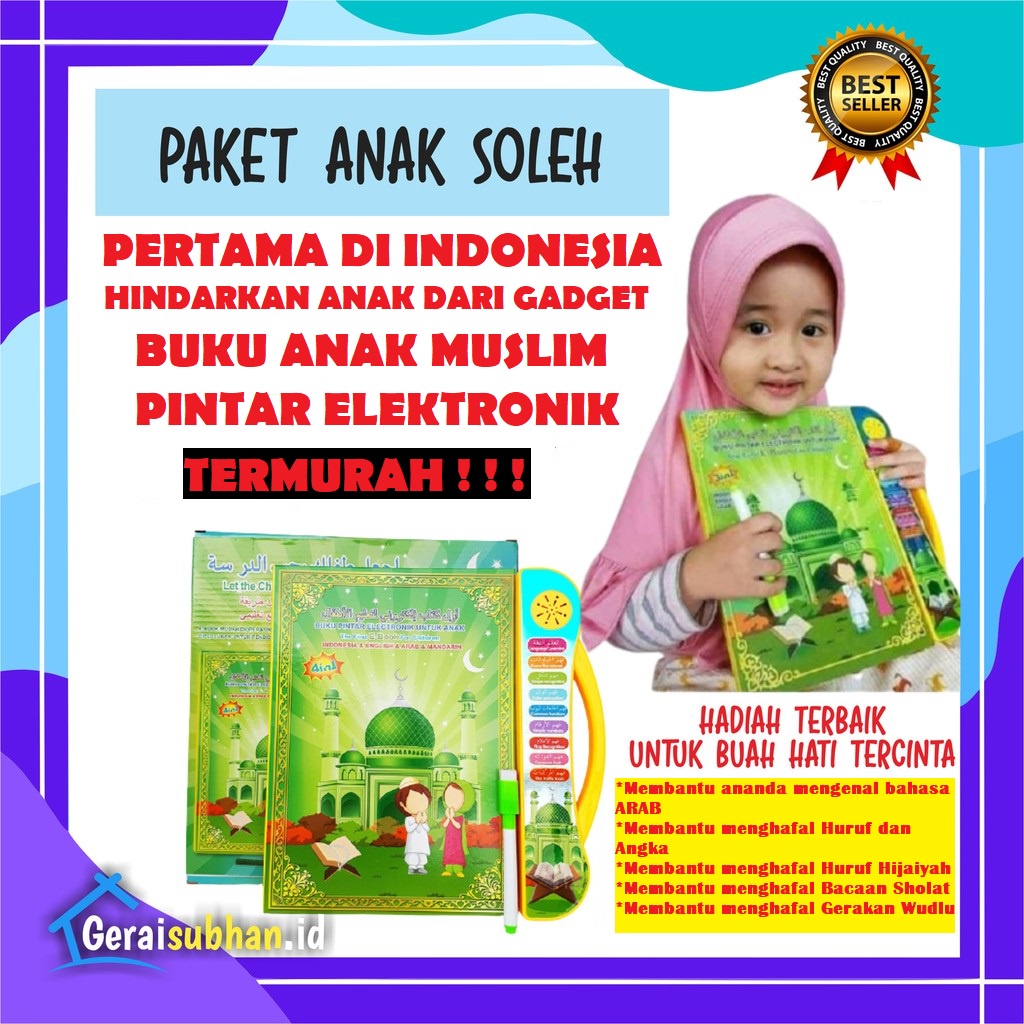 Mainan Edukasi Anak Usia 1 2 3 4 5 tahun Ebook Muslim 4 bahasa Buku Pintar Elektronik Bisa Bersuara