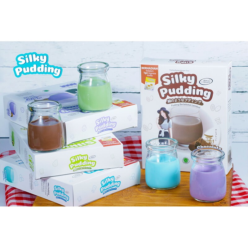 Silky Pudding Box Rasa Peach / Bubble Gum / Chocolate / Taro / Avocado Silki Agar - Agar Jelly Puding