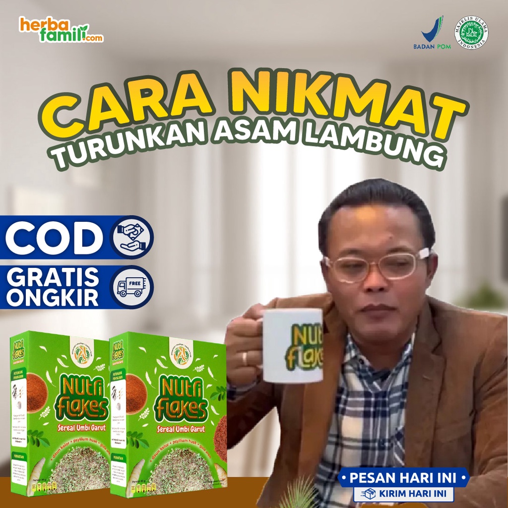 

Nutriflakes Umbi Garut Asam Lambung Sereal Alami Atasi Maag Gerd Masalah Pencernaan Isi 280 gr