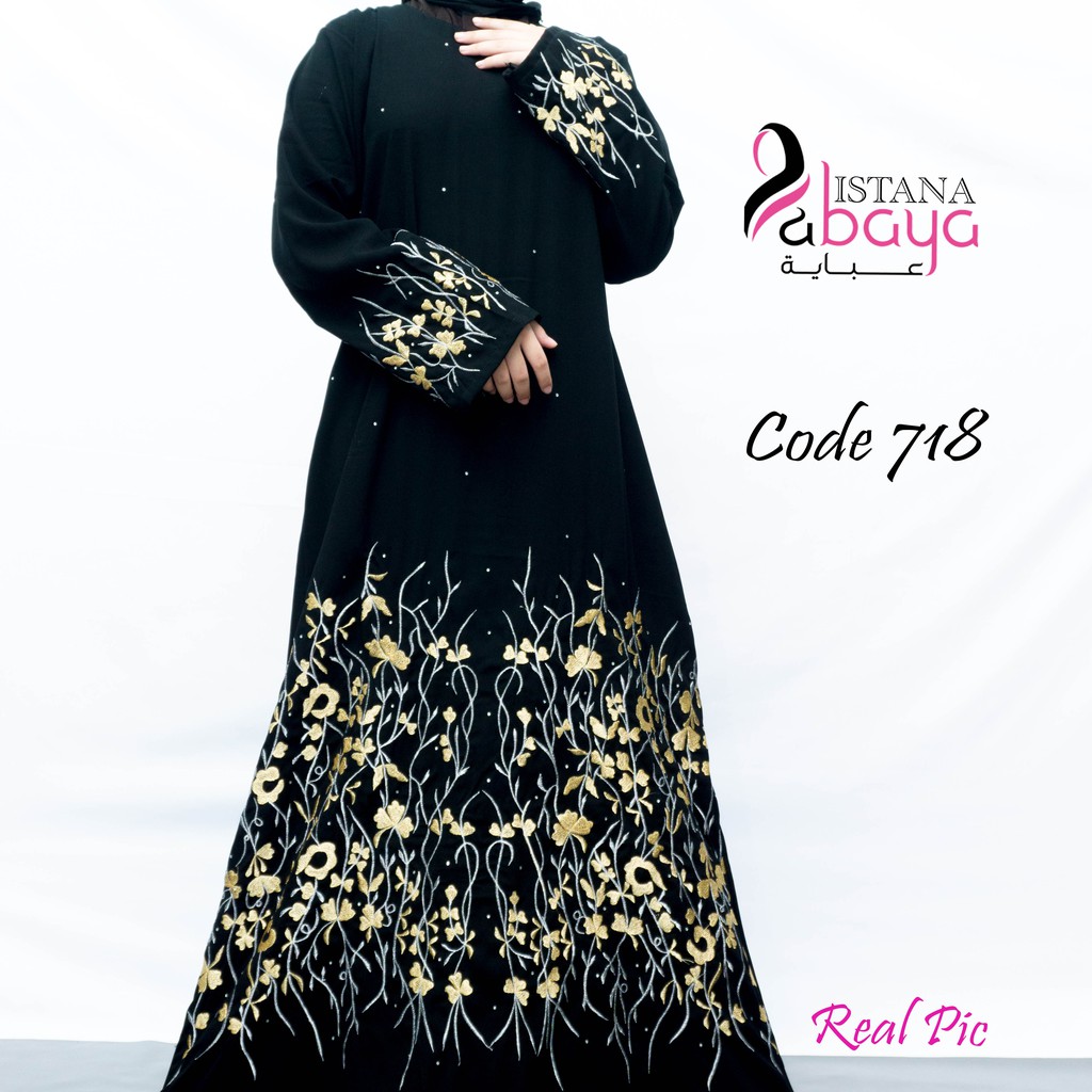 promo gamis jubah bordir cantik padi emas perak. code : 718