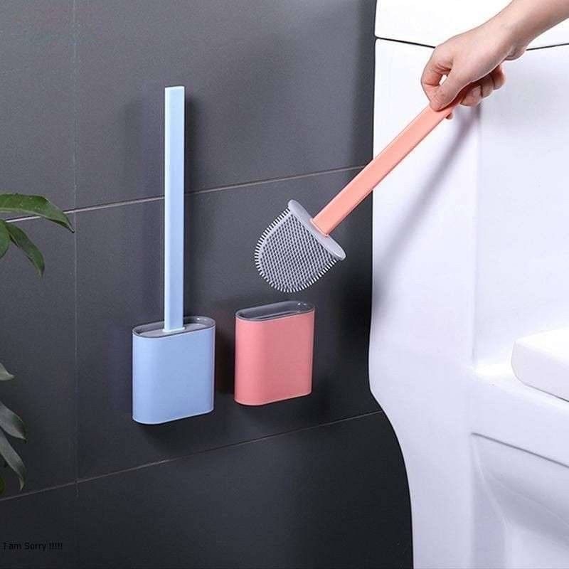 BOS - BRUSH TOILET SILICON | SIKAT WC / CLOSET DENGAN KOTAK TEMPEL DINDING