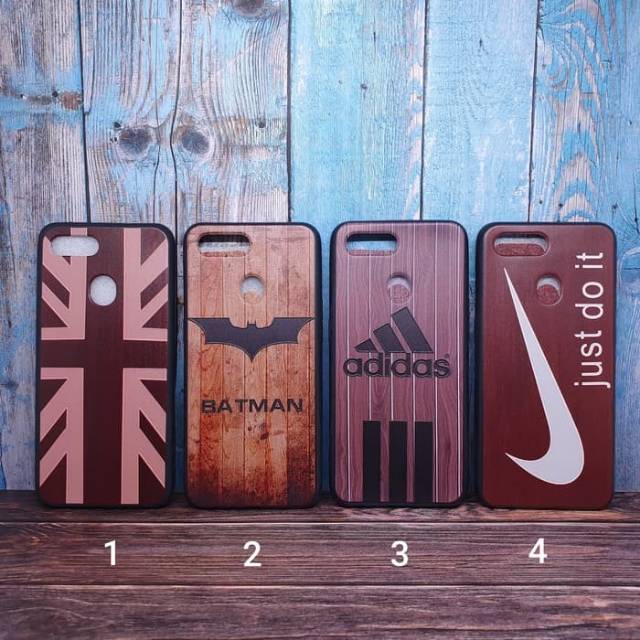 Softcase / Case Motif Kayu Logo For OPPO F9
