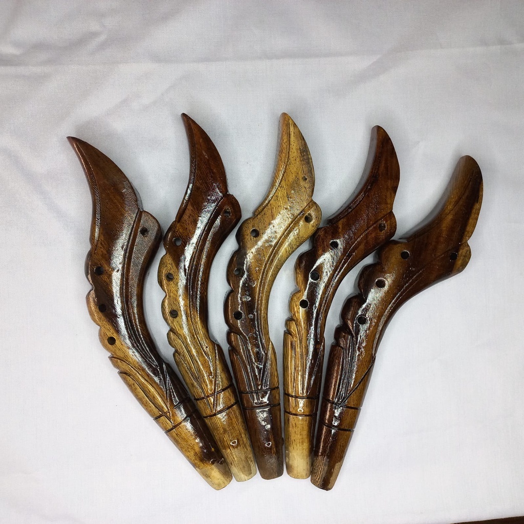 Gagang Joran kayu ukir pahul pancing - Putih