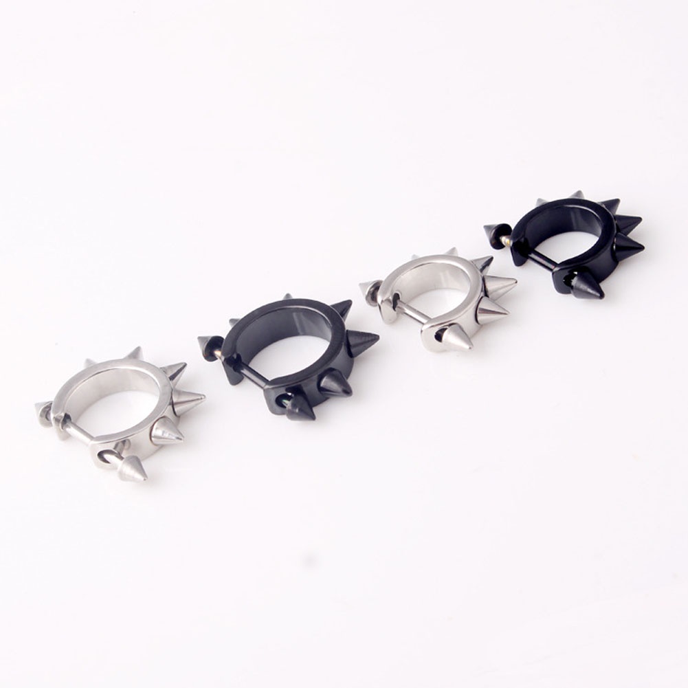 Anting Stud Bahan Titanium Steel Bentuk Kerucut Untuk Pria