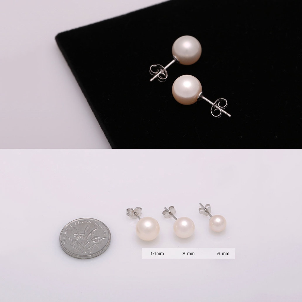 Berlapis S925 Anting-Anting Perak Mutiara Gaya Korea Anting-Anting Manik Nanyang Perempuan ai2-3941-2