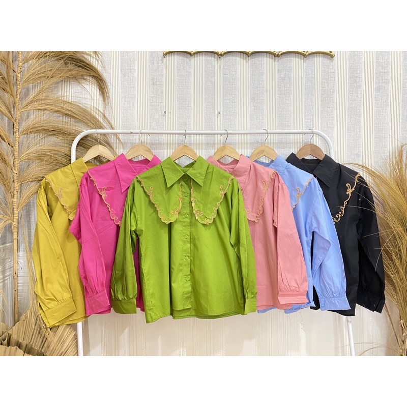 atasan import korea kerah bordir