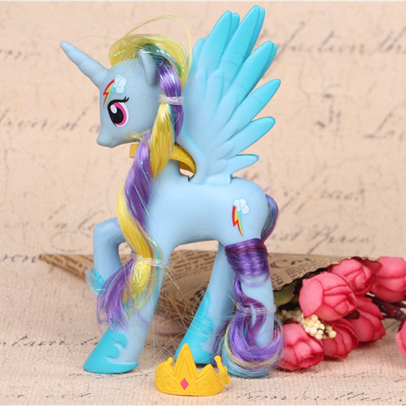 Mainan Action Figure Model Princess Celestia Luna Pinkie Pie Unicorn Pelangi Bahan PVC Ukuran 14cm Untuk Anak Perempuan